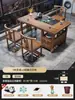 Mesa de Chá Pequena e Conjunto de Cadeiras para Varanda Sala de Estar Casa Novo Estilo Chinês Madeira Maciça Mesa de Chá Kung Fu Zen Mesa de Chá Multifuncional