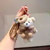 Llavero de osito suave y esponjoso suéter tejido gorro muñeco colgante muñeco lindo amuleto de bolsa de muñeco regalo pequeño
