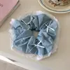 Scrunchie de Renda com Laço Estilo Coreano Lenço Quadrado de Seda com Acabamento em Renda para Prender o Cabelo Rabo de Cavalo Flor de Cabelo Doce