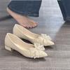 Zapatos Elegantes para Mujer 2025 Nuevo Verano Dama de Honor Punta Boca Baja Versátil Celebridad de Internet Tacón Grueso Zapatos Franceses