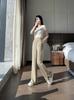 [2510] Pantalones de pierna ancha y estrecha para mujer, nuevos pantalones de verano de cintura alta con abertura, sueltos, casuales, rectos, tipo banana