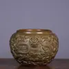 Adorno de Jarrón de Nueve Dragones de Latón con Doble Dragón en Relieve Jugando con una Perla, Jarrón Atractor de Riqueza para Decoración del Hogar o la Oficina, Regalo Artesanal