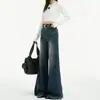 Jeans Acampanados Sueltos, sin Cinturilla Elástica, Resistentes a la Decoloración, Color Negro y Dorado, para Mujer, Adelgazantes, Levanta Glúteos, Caída Suelta, Versátiles