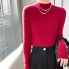 Suéter Cruzado para Mujer 2026, Nuevo Jersey de Punto Base de Manga Larga Otoño/Invierno con Cuello Semi Alto, Ajustado Estilo Coreano