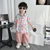 Ropa para Niños Traje de Verano para Niños 2026 Nuevo Estilo Camisa Tie-Dye Casual Estilo Campus Universitario Conjunto de Dos Piezas Moderno