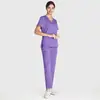 Traje de Manga Corta para Doctor de Hospital Transfronterizo Cuello en V Moda Casual para Mujer Ropa de Limpieza para Hospital de Mascotas
