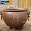 Tanque de Agua Imperial de Cobre Morado de Pie, Urna Tesoro Grande para Patio Exterior, Adorno Decorativo de Tanque de Cobre Cien Bendiciones