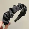 Faixa de Cabeça de Luxo Leve, Céu Estrelado Simples, Fita de Cetim de Alta Qualidade, Faixa de Cabeça com Pedras, Top Pregueado, Prendedor de Cabelo Grande, Aro com Pedras Strass de Aba Larga para Mulheres