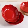 Prato redondo festivo, vermelho vivo, para frutas e nozes, Caixa de doces estilo chinês para celebrações de inauguração, Decorações de casamento, Prato de frutas de plástico