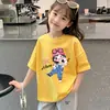 Camiseta fina de algodón puro para niña, talla grande, manga corta holgada, top de moda de verano, nuevo, elegante, moderno, de media manga