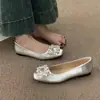 Zapatos Mary Jane, Mocasines de Noche, Nuevo Modelo de Verano 2026, Estilo Francés con Pedrería Plateada, Adecuados para Combinar con Vestidos, Zapatos Planos de una Sola Pieza para Mujer