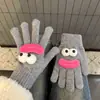 Luvas de Tricô Engraçadas Estilo Coreano Femininas de Inverno Quentes Fofas Desenho Animado Estudantes Dedos Expostos Tela de Toque Dedos Luvas de Lã