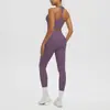Conjunto de Yoga de Alta Elasticidad Transpirable Agradable para la Piel a Prueba de Golpes con Espalda Cruzada para Mujer, Conjunto Deportivo para Correr, Fitness, Pantalones Largos de Cintura Alta