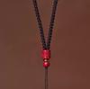Pingente de cordão com mantra de seis palavras em cinnabar trançado à mão com areia roxa e dourada, corda com marca de Buda, cordão para pendurar no pescoço simples para homens e mulheres