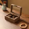Caja de Almacenamiento Transparente de Madera de Nogal con Veta de Madera de Nogal para Uso Doméstico, Joyero Multicapa de Gran Capacidad con Compartimentos para Pulseras y Diseño de Cabeza de León