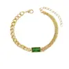 Pulsera de Esmeralda y Diamante Transfronteriza Europea y Americana Nicho Exquisita Gama Alta Lujo Ligero Diseño Geométrico Pulsera de Cadena de Empalme