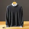 ¡Original de Comercio Exterior! Suéter de cachemira grueso de doble hebra para hombre, suéter grueso de cuello redondo, suéter de lana de manga larga