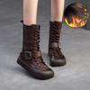 Shanghai Jiejie 2024 - Botas de caballero retro, cálidas, con forro polar, cómodas, combinables, ligeras y de lujo para mujer
