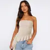 Ropa Y2K Ajustada Chica Atrevida Tops Bm Ropa Exterior de Alta Gama Europea y Americana Top Tubo Sexy con Borlas Asimétricas Verano