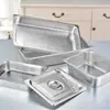 Potes Portionadores Retangulares Espessados em Aço Inoxidável com Tampas Bandeja para Cantina Buffet Fast Food Pote para Sorvete Fabricante Venda Direta no Atacado