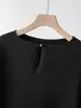 Verano Nuevo Cuello Redondo Seda Pesada Camiseta Mujer Adelgazante Viajero Seda de Morera Manga Corta Top Negro Sudadera Holgada