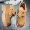 Botas Martin retro europeas de dos vías con tapa abatible para mujer, gamuza de vaca, suela gruesa, aumento interior de altura, botines cortos para mujer, zapatos de senderismo para exteriores