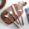 Internet Celebrado Nogal Acero Inoxidable 304 Juego de Utensilios de Cocina Cuchara Japonesa Mini para Freír Cuchara Pequeña para Sopa Mango de Madera Cuchillo para Pastel Pala