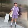 Terno para meninas Verão 2025 Novo Estilo Infantil Estilo Ocidental Estilo Universitário Camisa Polo Manga Curta Shorts Verão Conjunto de Duas Peças