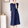 Miyake Vestido Elegante Largo Medio Suelto Diseño Asimétrico Delgado Talla Grande Falda Plisada Exportación Ropa de Mujer
