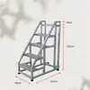 Escada de Degraus Espessada para Armazém, Casa e Uso Industrial, com Corrimãos, Três ou Quatro Degraus, com Rodas, Escada de Escalada Móvel