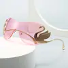 Gafas de Sol de Una Pieza Transfronterizas Estilo Ins de Una Pieza Selladas con Espejo Encantadoras Modernas Retro Tendencia Gafas de Sol Estilo Callejero Lh301