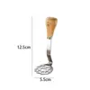 Amassador de aço inoxidável com cabo de madeira para comida de bebê, purê de batata, purê de abóbora, colher amassador, ferramenta de cozinha multifuncional para uso doméstico