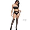 Lencería Sexy Encaje Transparente Liguero Medias de Red Negras Sexy Medias de Red Sin Quitar Ligas Antideslizantes Europeo y Americano