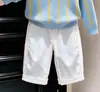 Conjunto de Primavera y Otoño Estilo Coreano para Niños 2026 Nuevo Estilo Suéter de Rayas Azul Claro con Cuello Polo Pantalones Blancos de Pierna Ancha Modernos