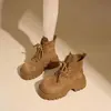 Botas Martin Retro Mujer 2026 Nuevo Otoño Superficie de Cuero con Falda Botines Marrones Estilo Británico Suela Gruesa Botas que Aumentan la Altura