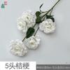 Cinco Platycodon grandiflorum, tres flores y dos capullos, camelia, arreglo floral de boda, flor artificial, accesorios de fotografía de escenario de hotel, flor artificial
