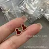 Versão High-End Kirin Ouro 18K Ágata Vermelha Colar Brincos de Cabacinha Brincos de Ágata Vermelha para Mulheres Brincos Cravejados de Diamantes Pingente Corrente para Clavícula