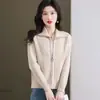 26 Suéter de Tricô para Mães, Novo Cardigã de Tricô Trançado Outono/Inverno para Mulheres, Caimento Solto, Gola Reversível, Manga Longa, Jaqueta com Zíper