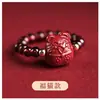 Anillo Natural de Granate Rosa Pixiu de Cinabrio para Dedo Índice Anillo Elástico Anillo de Cola para Mujeres Año Zodiacal Dropshipping