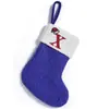 Calcetines de Navidad Lindos con Letras y Colgante Pequeño de Lana Azul Tejida Decoraciones para Calcetines de Navidad Transfronterizos Nuevo Producto