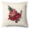 Productos para el Hogar Transfronterizos Amazon Funda de Almohada Navideña Papá Noel Árbol Sofá Funda de Almohada de Lino Funda de Almohada