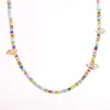 Venta Caliente Transfronteriza Europea y Americana Color Gelatina Estilo Vacaciones en la Playa Acero Inoxidable Chapado en Oro de 18K Concha de Acrílico Collar Colorido