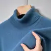 Comercio exterior transfronterizo al por mayor suéter de cuello alto para hombre otoño e invierno engrosado cálido color liso casual punto base para mediana edad