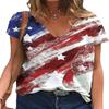 Jersey estampado transfronterizo europeo y americano de primavera y verano 2022, camisa holgada de manga corta con estampado del Día de la Independencia de Amazon, suministro directo de fábrica