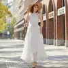 Vestido Largo de Foto de Viaje de Verano Hada Foto de Viaje Super Hada Temperamento Vestido de Encaje con Cuello Halter