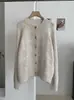 Cardigan Tricô Jacquard 3D Feminino KEKEZOON, Macio e Aconchegante, Estilo Coreano, Caimento Solto, Gola Redonda, Casaco Suéter de Manga Longa 8952