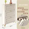 Gabinete para zapatos ultra delgado estilo crema con puerta abatible para entrada del hogar, popular gabinete pequeño para recibidor, zapatero económico que ahorra espacio