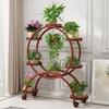 Nova floricultura Flower Rack Ferro Multicamadas Planta com rodas Rack carnudo Sala de estar Varanda Rack de vaso de flores móvel de chão