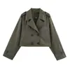 Mayorista Transfronterizo Europeo y Americano Chaqueta Abrigo Corto de Gabardina con Solapa Elegante Otoño Francés Ropa Exterior Moderna Europea y Americana