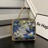 Bolso de mano grande de lino para mujer, con lentejuelas horizontales, moda transfronteriza, bolso de mano de moda bordado de gran capacidad